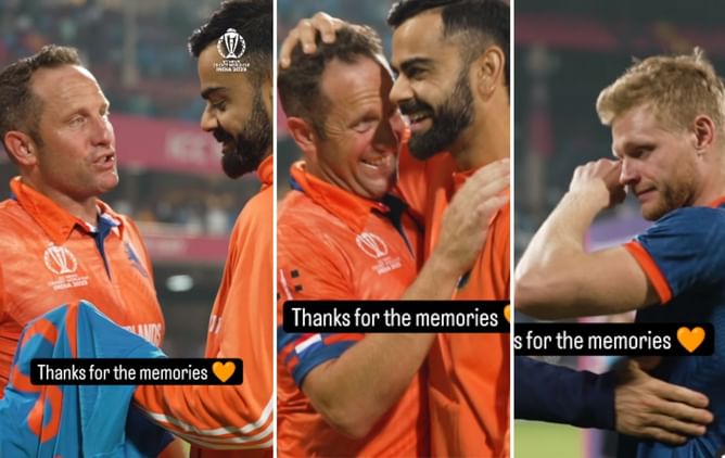 [Watch] Virat Kohli gifts jersey to Roelof van der Merwe as Netherlands exit 2023 World Cup on emotional note