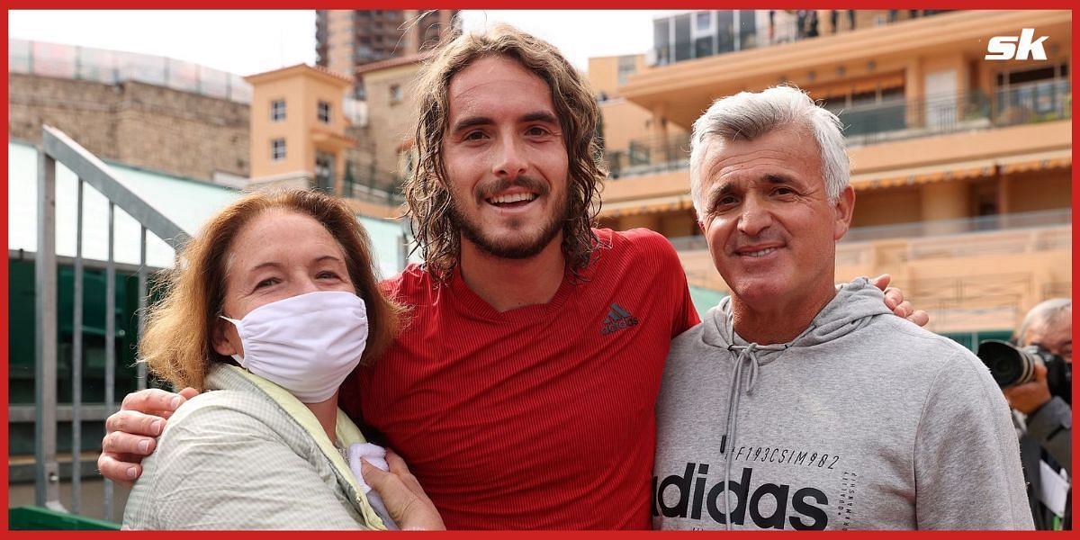 Stefanos Tsitsipas with his parents.