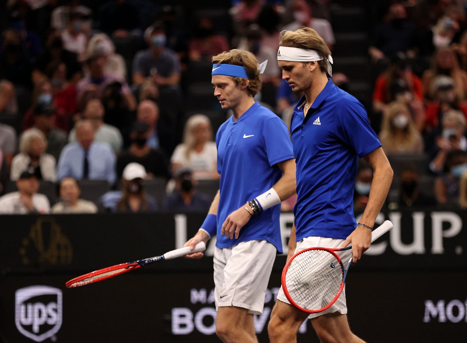 Andrey Rublev and Alexander Zverev at the 2021 Laver Cup