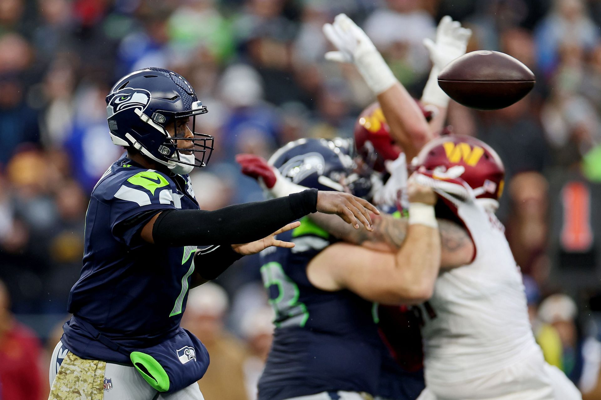 Geno Smith during Washington Commanders v Seattle Seahawks