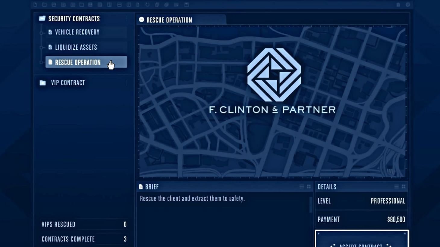 The Security Contract selection screen (Image via YouTube/LKG)