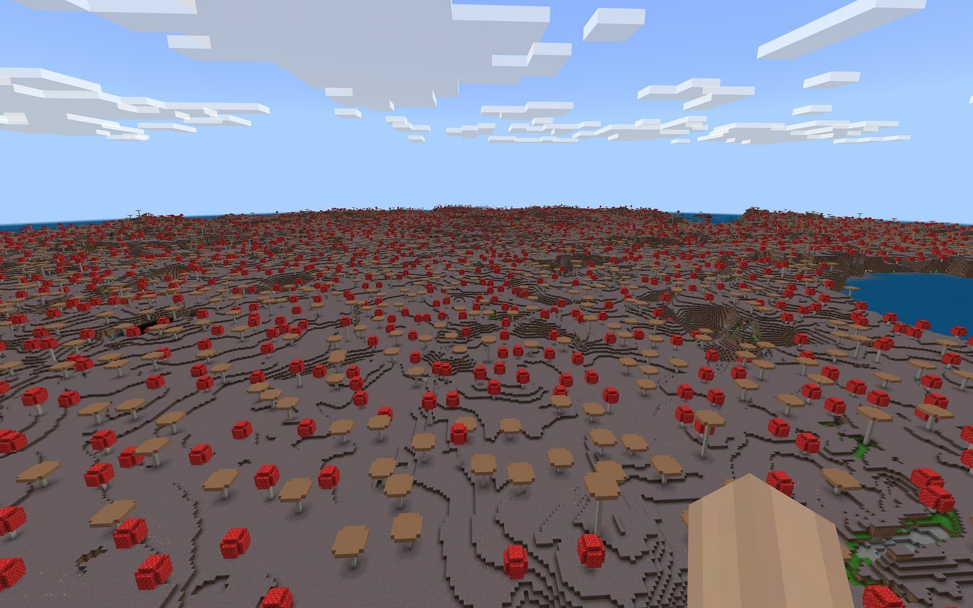 Mushrooms stretching as far as the eye can see in all directions (Image via Mojang)