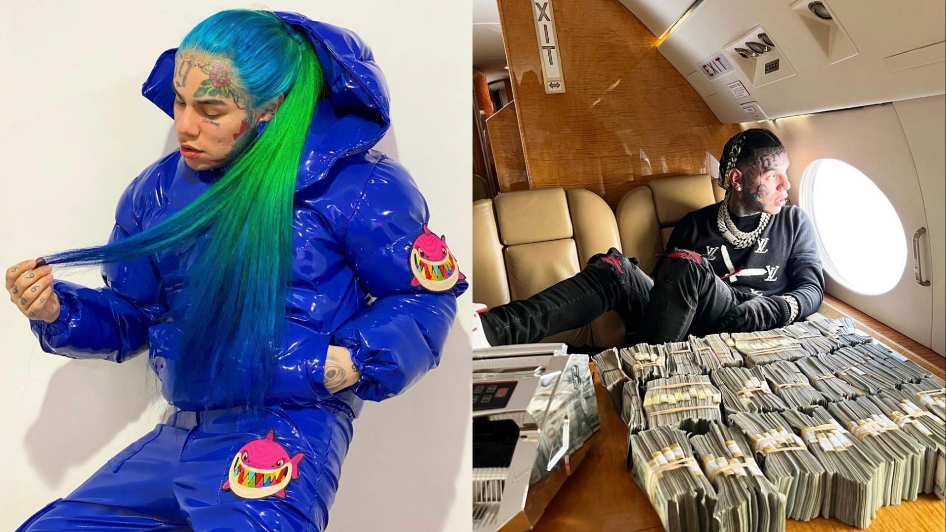 6ix9ine has to pay nearly $10 million in damages. (Images via Instagram/@6ix9ine)
