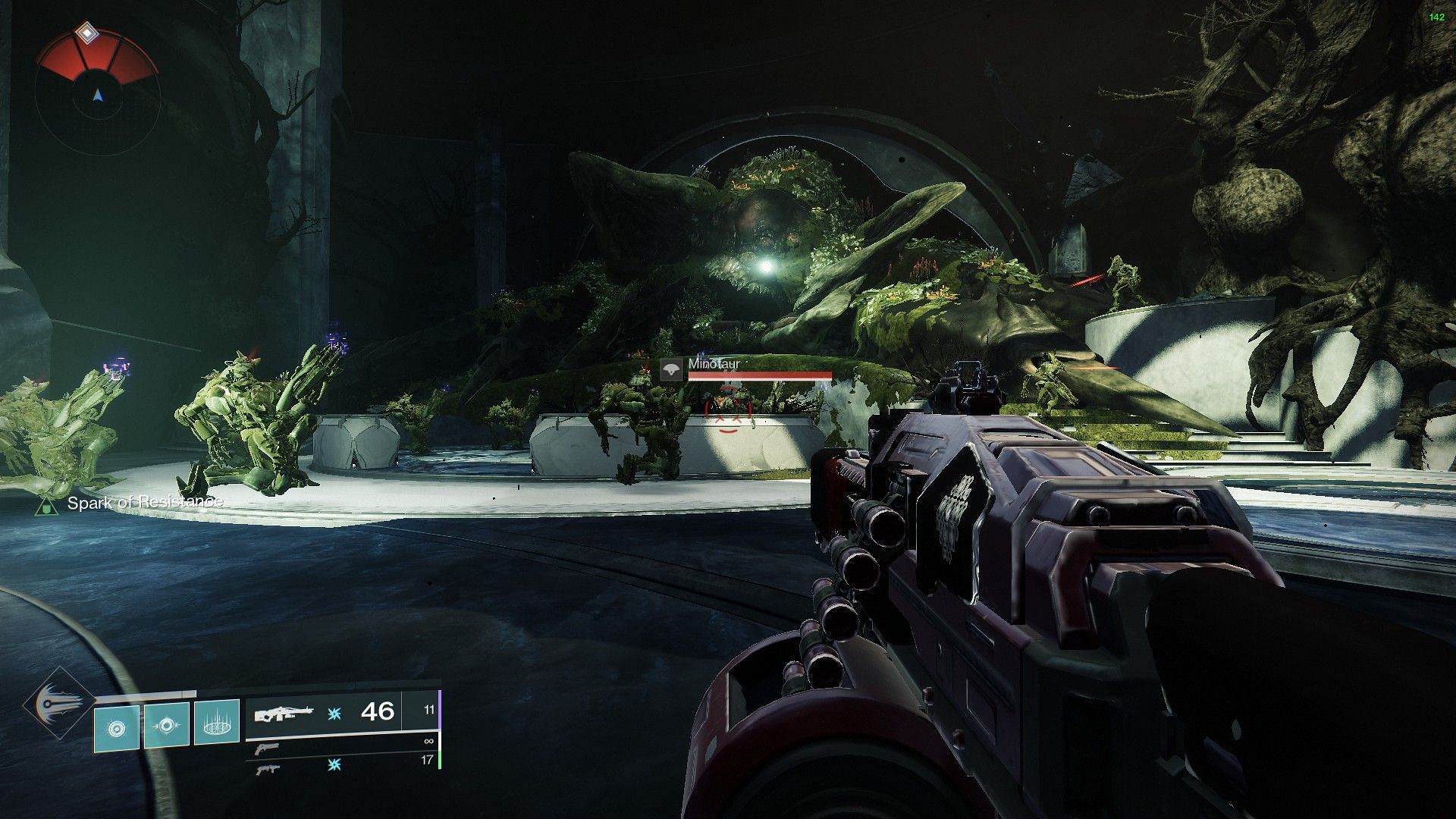 Riven&#039;s corpse in Last Wish boss arena (Image via Bungie)