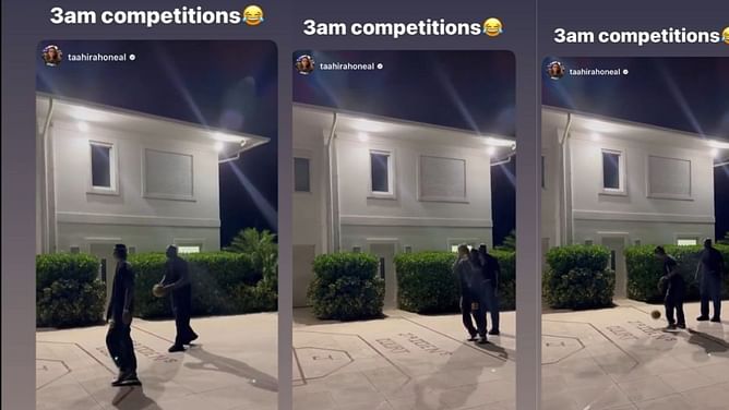 Taahirah O'Neal shares clip of Shaquille O'Neal and Shareef O'Neal locked in intense 3AM shooting contest