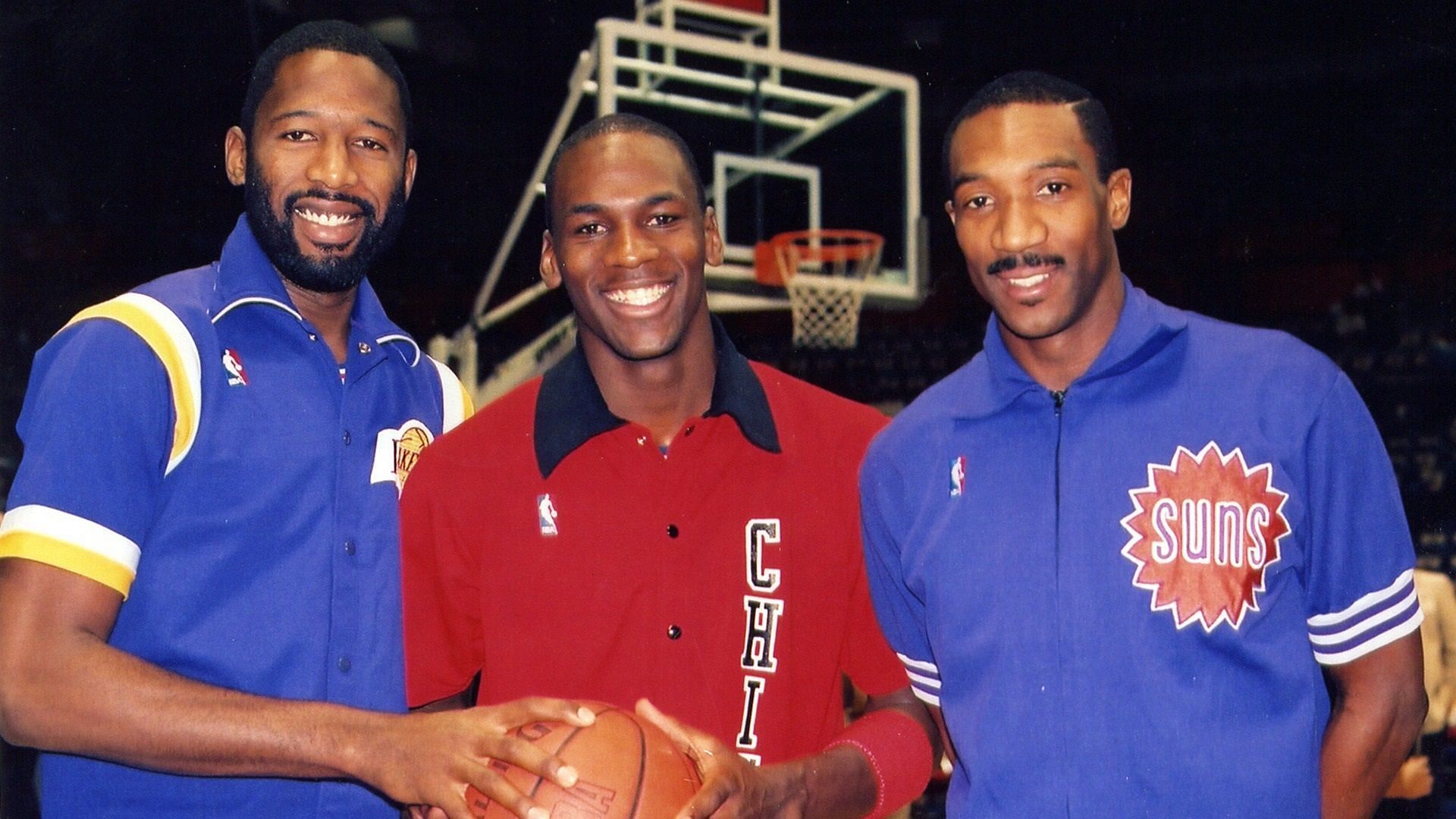 Walter Davis (R) with James Worthy and Michael Jordan