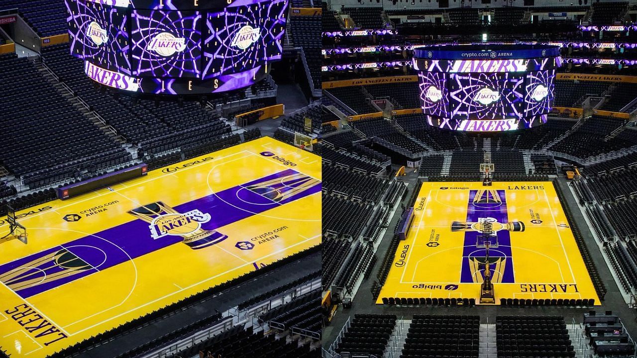 Los Angeles Lakers unveils their NBA In-Season Tournament court a day ahead of their matchup with the Memphis Grizzlies
