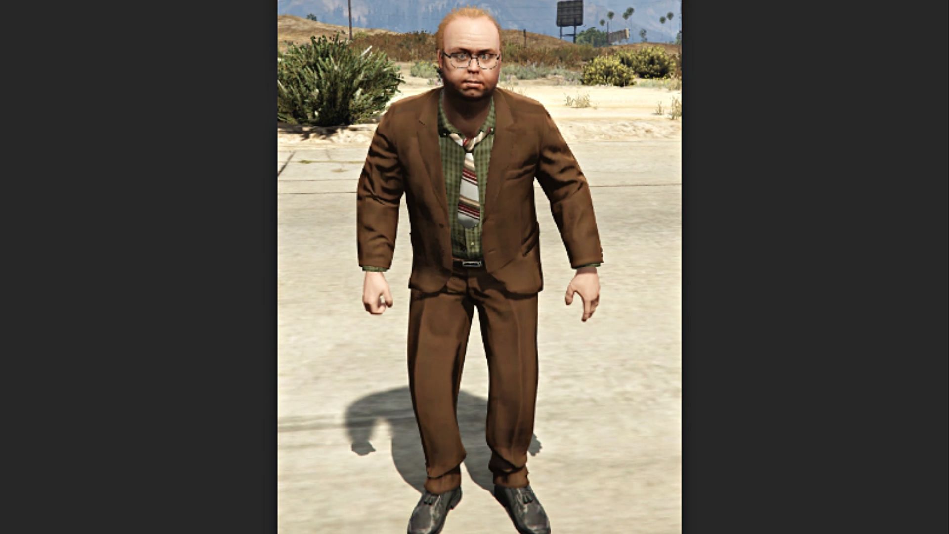 Lester wearing his brown suit (Image via GTA Wiki)