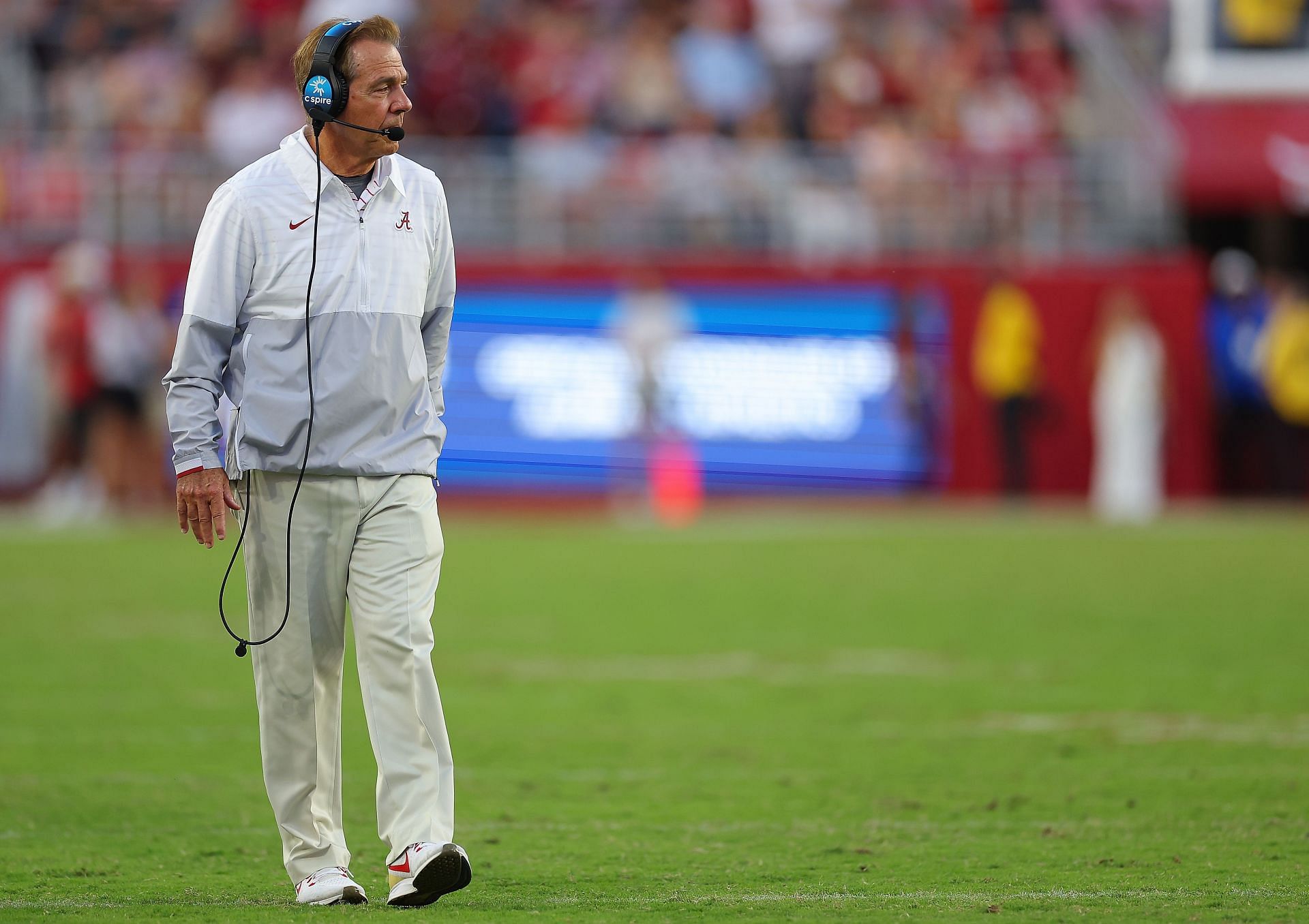 Tennessee vs. Alabama: Tuscaloosa, Alabama, October 21: Head coach Nick Saban of the Alabama Crimson Tide reacts against the Tennessee Volunteers during the fourth quarter at Bryant-Denny Stadium on October 21, 2023, in Tuscaloosa, Alabama. (Photo by Kevin C. Cox/Getty Images)