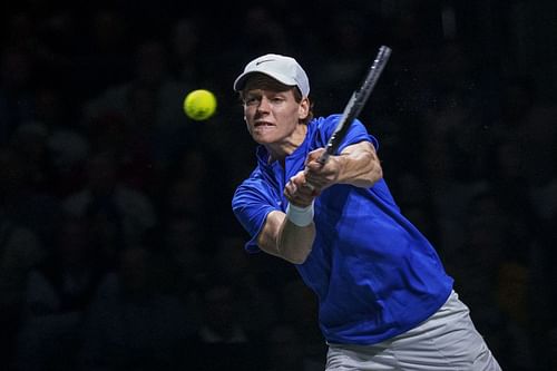 Jannik Sinner in action at the Davis Cup Finals