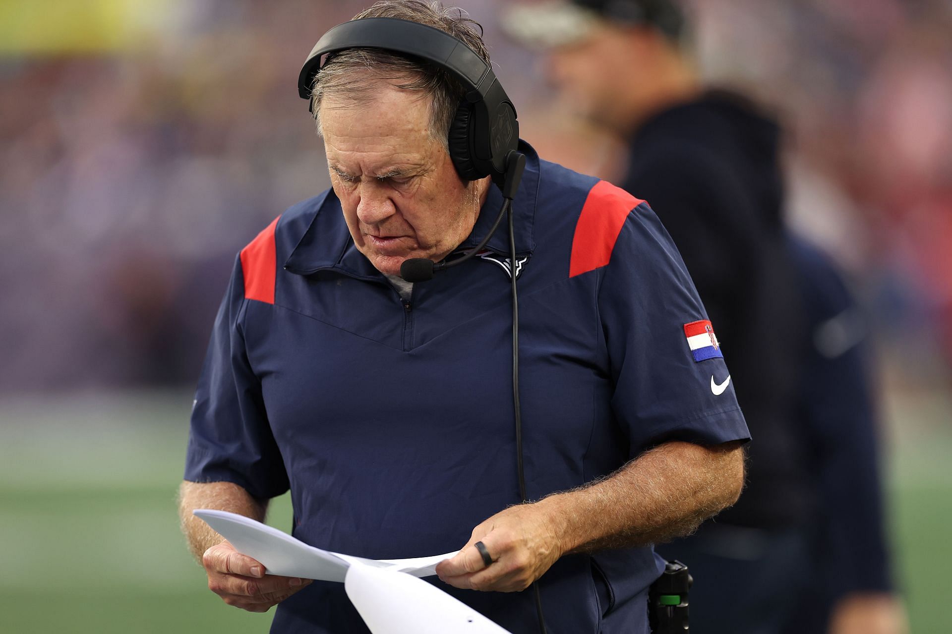 Bill Belichick at Philadelphia Eagles v New England Patriots