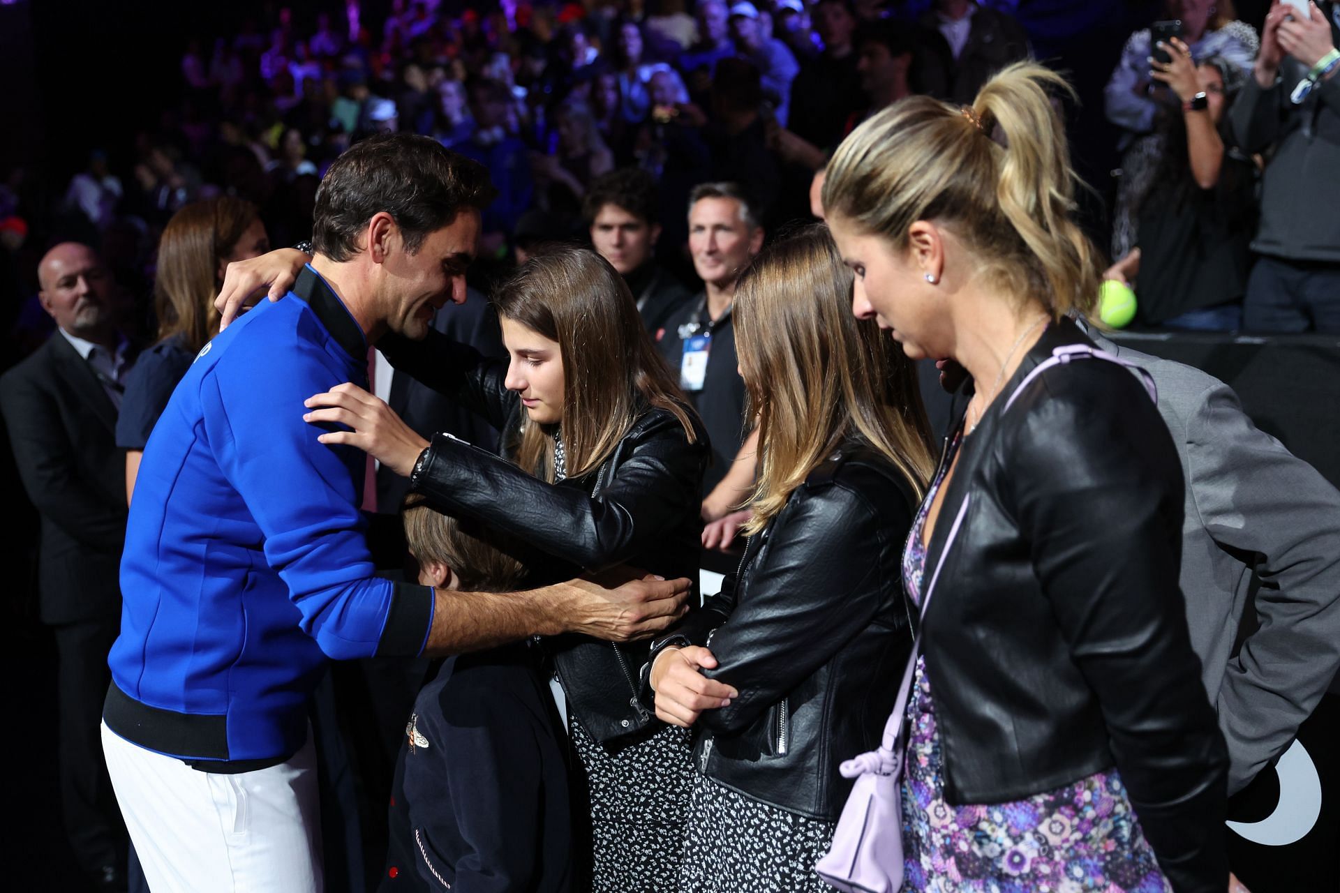 The Swiss maestro with his wife and kids at the 2022 Laver Cup