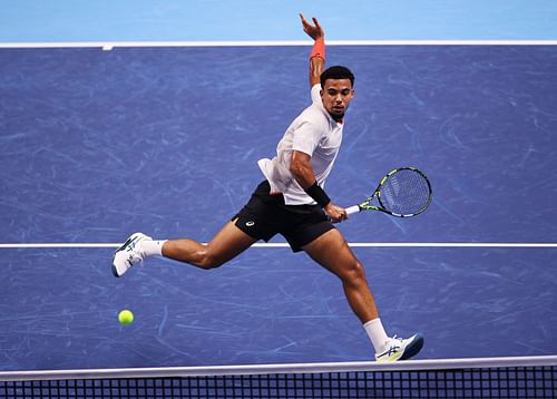 Arthur Fils in action at the Next Gen ATP Finals