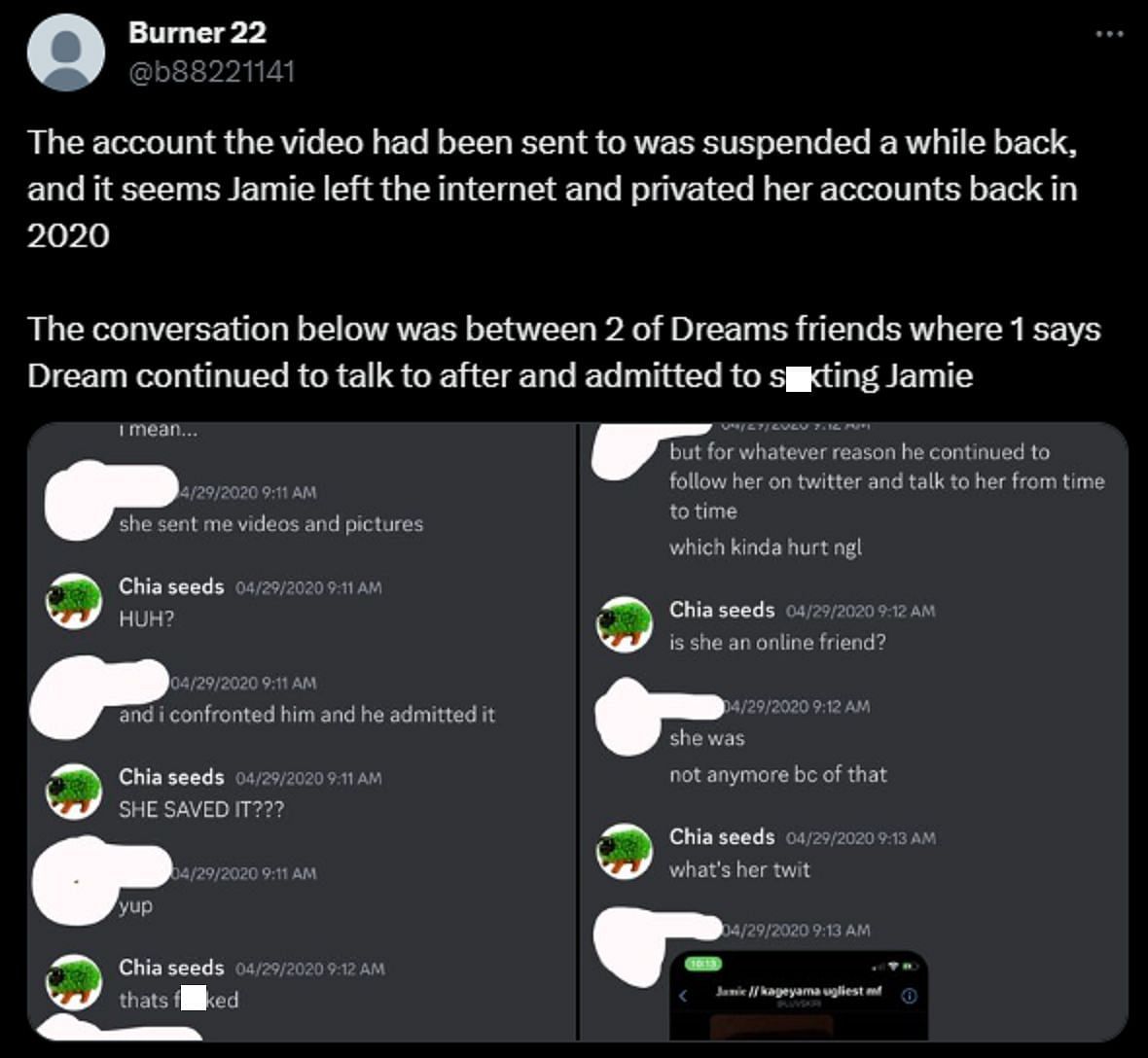 Chat log targeted at the streamer released by the burner account (Image via X/@b88221141)