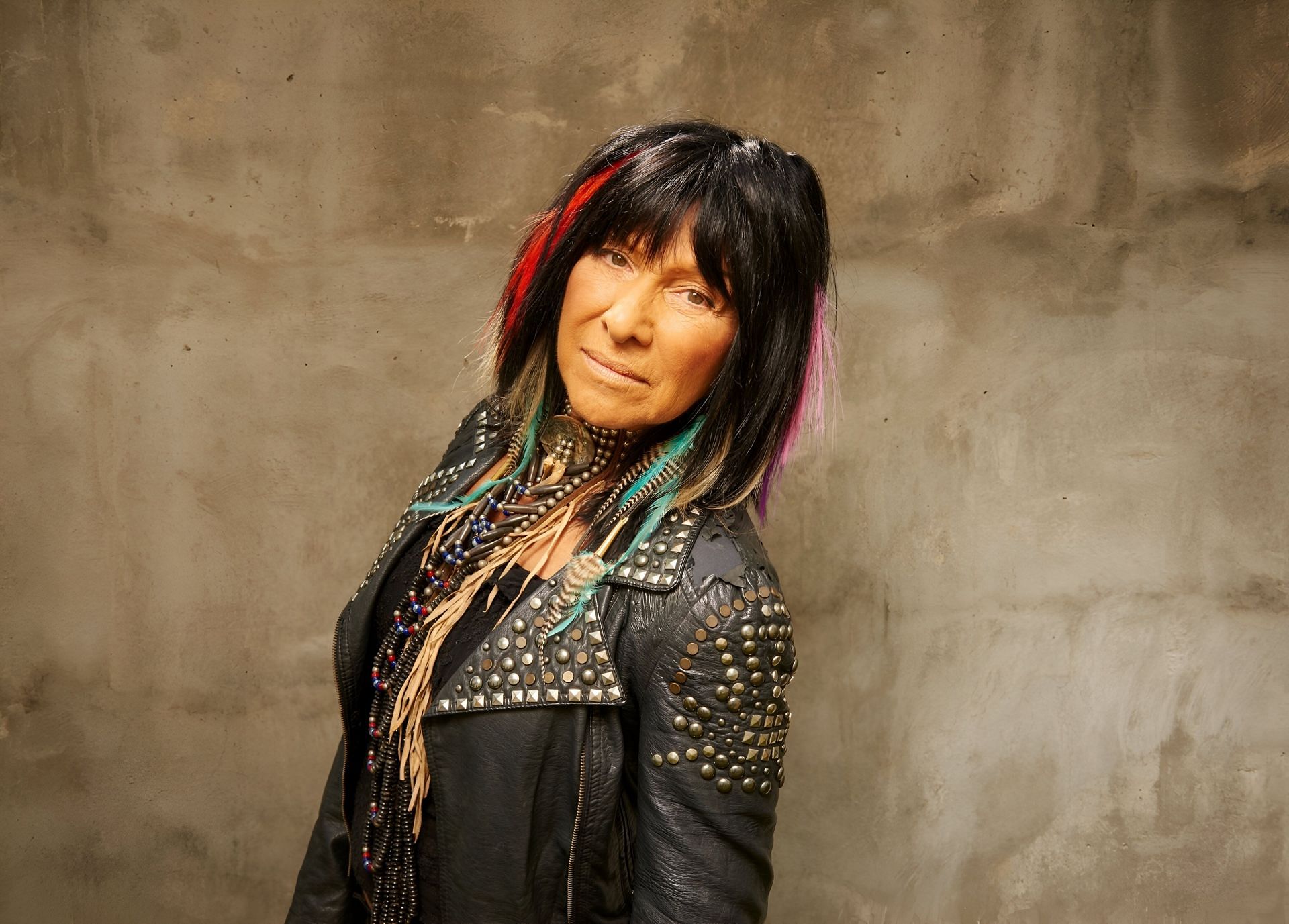 Portrait of Buffy Sainte Marie (image via official Facebook @Buffy Sainte-Marie )