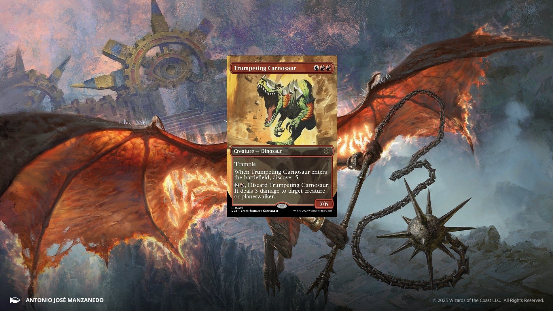Trumpeting Carnosaur in MTG (Image via Wizards of the Coast)