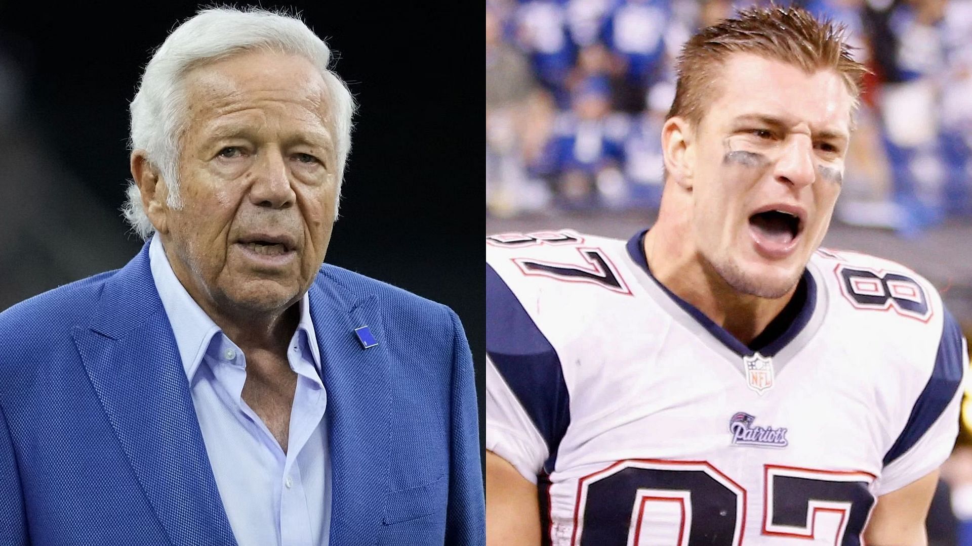 New England Patriots owner Robert Kraft and former NFL tight end Rob Gronkowski