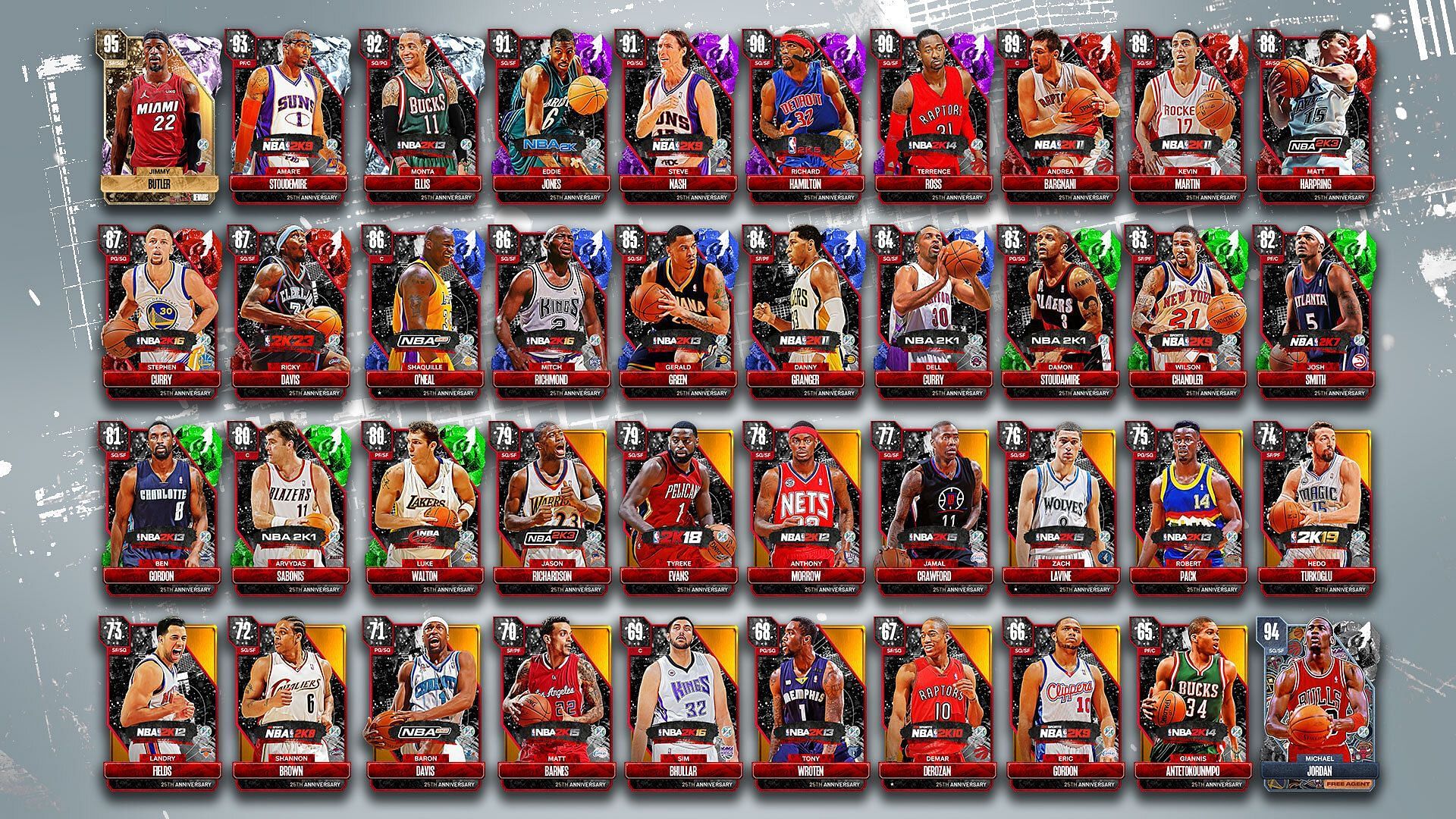 All the cards that will be available in Season 3 (Image via 2K Games)
