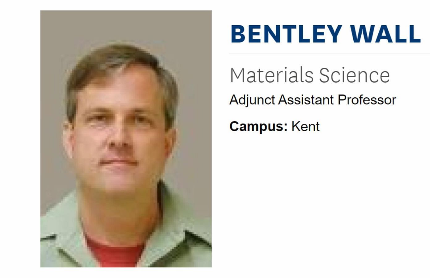 Wall&#039;s Kent State page (Image via Kent State University)