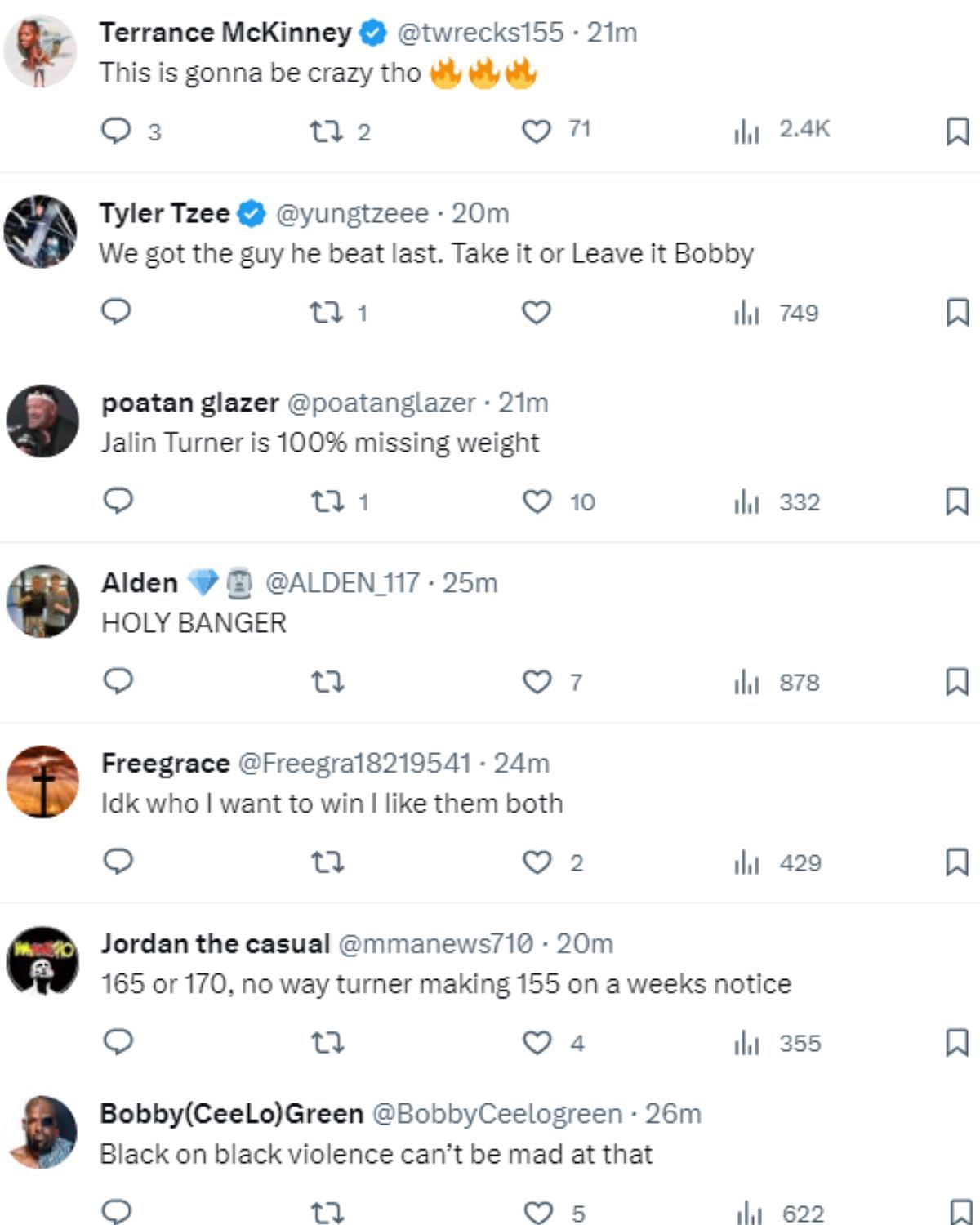 Fans comment on the upcoming Green vs. Turner fight