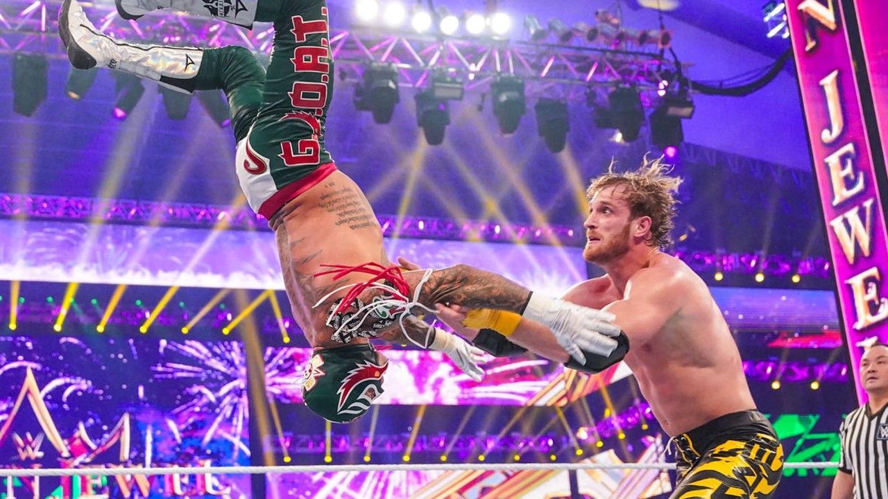 Rey Mysterio and Logan Paul locked horns at Crown Jewel