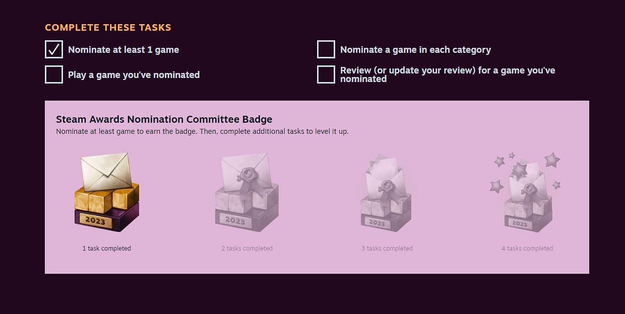 You can earn badges by completing various tasks. (Image via Valve)
