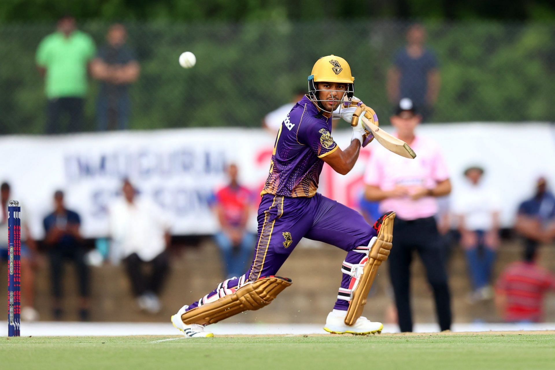 Unmukt Chand in action for Los Angeles Knight Riders (Image via Unmukt Chand Twitter)