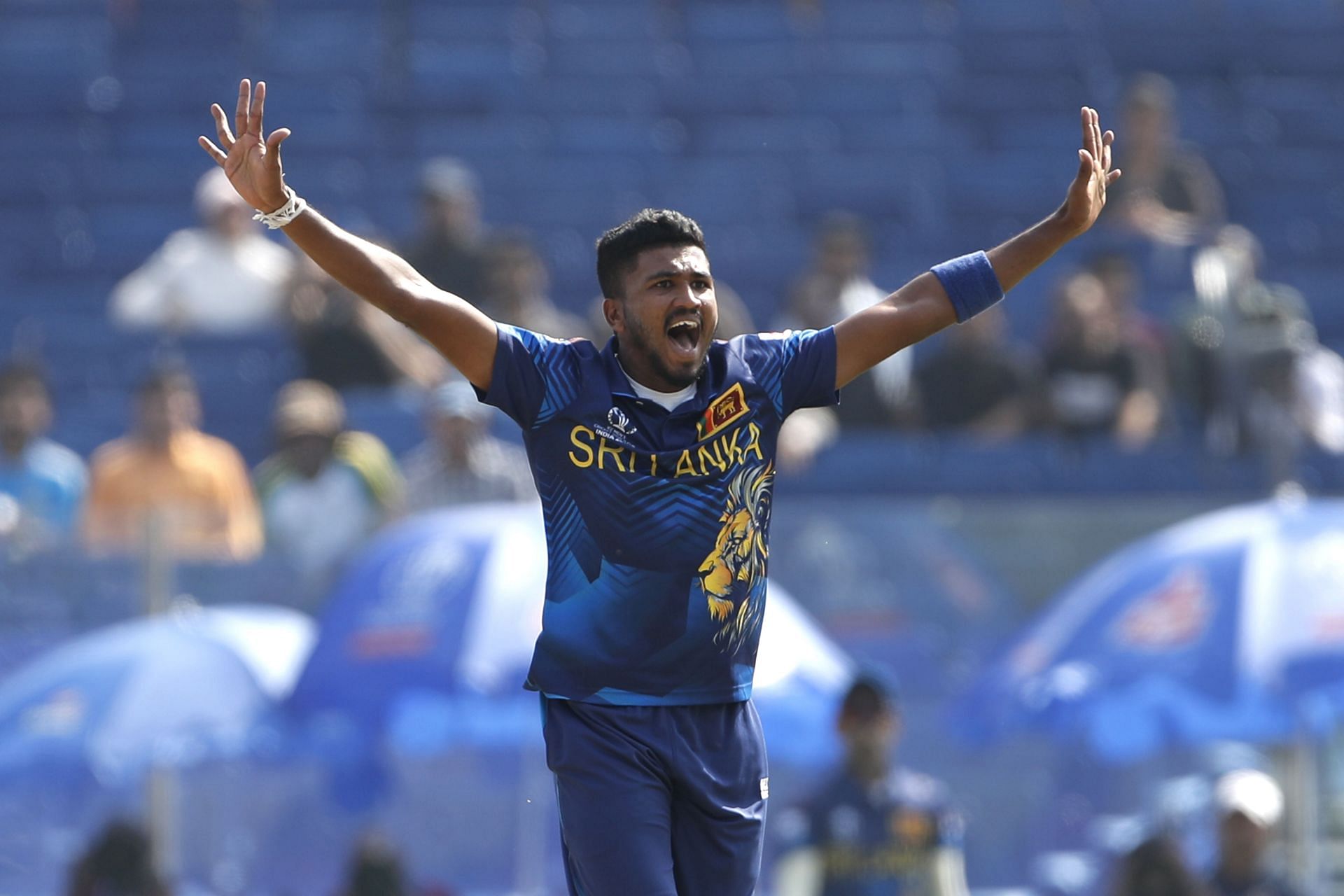 Dilshan Madushanka pumped up after a wicket vs South Africa [Getty Images]