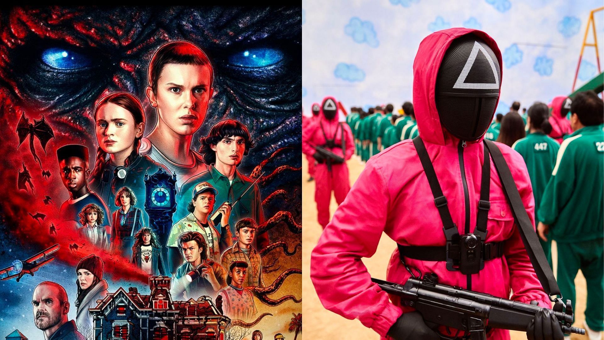 Prepare yourself for updates on Stranger Things (L) and Squid Game (R) during Netflix Geeked Week (Image via Netflix)