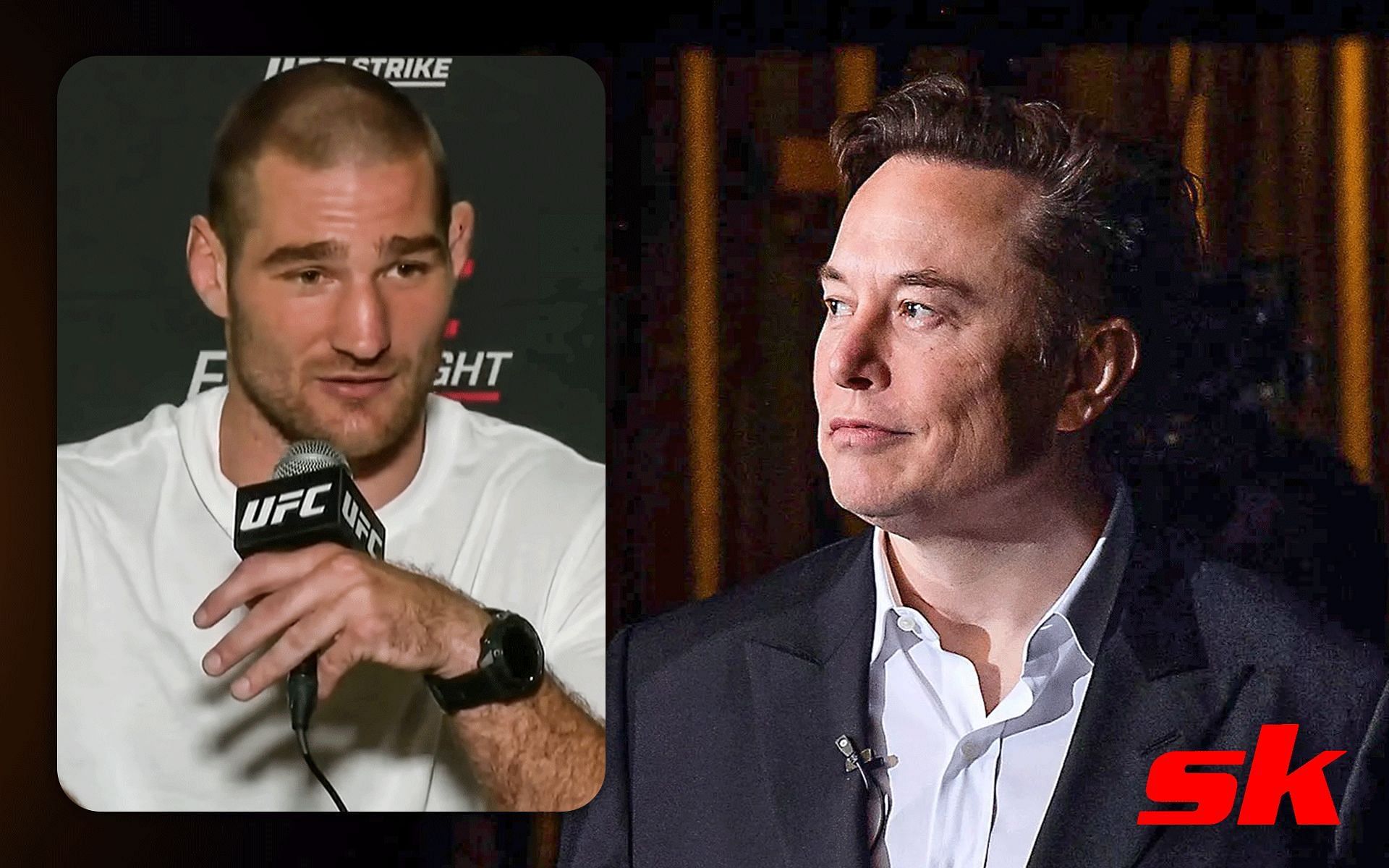 Sean Strickland (Left); Elon Musk (Right) [*Image courtesy: UFC YouTube channel; @elonmusk_xtr Twitter/X]