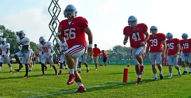 When is spring practice for college football?