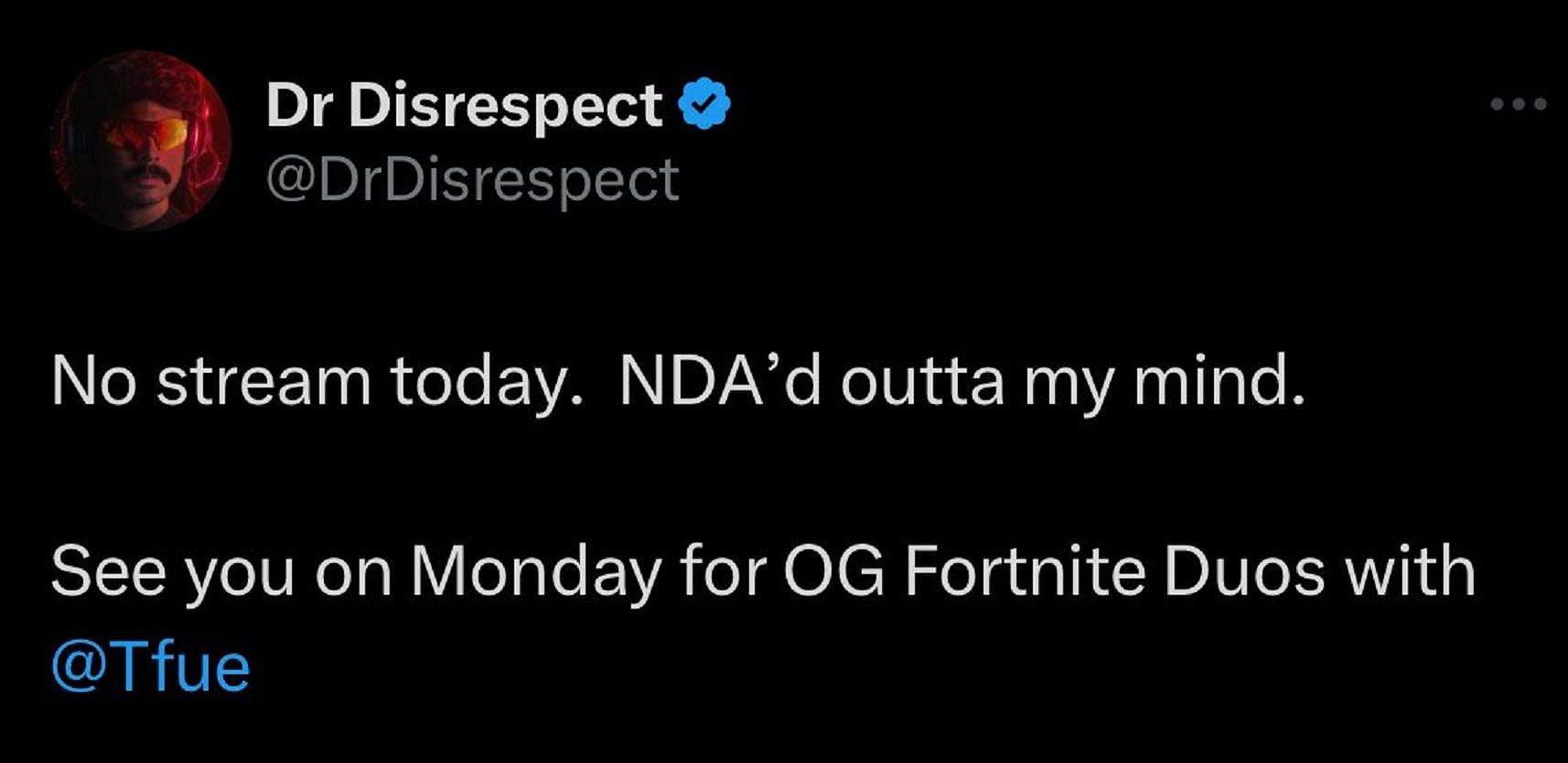 Dr DisRespect seemingly teased a possible stream with Turner last week (Image via X/DrDisrespect)