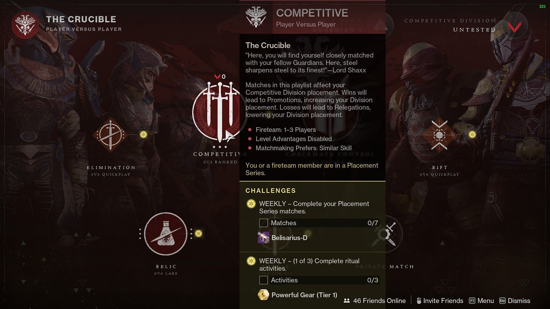 Competitive game mode in Destiny 2 (Image via Bungie)
