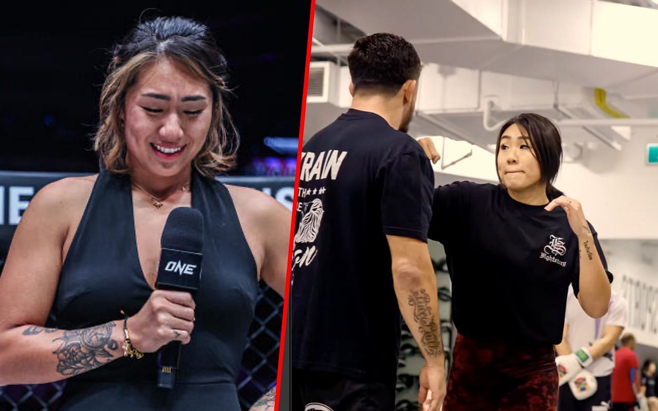Angela Lee (left) and Lee during her seminar in Canada (right)