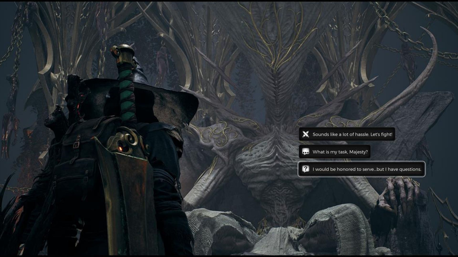 Conversation with the One True King in Remnant 2 The Awakened King DLC. (Image via Gearbox)