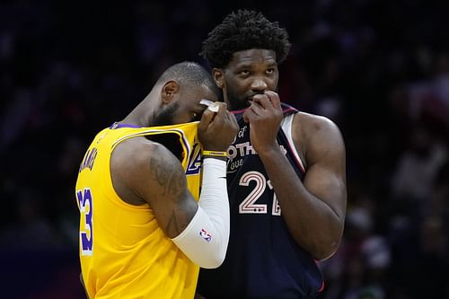 NBA superstars LeBron James and Joel Embiid