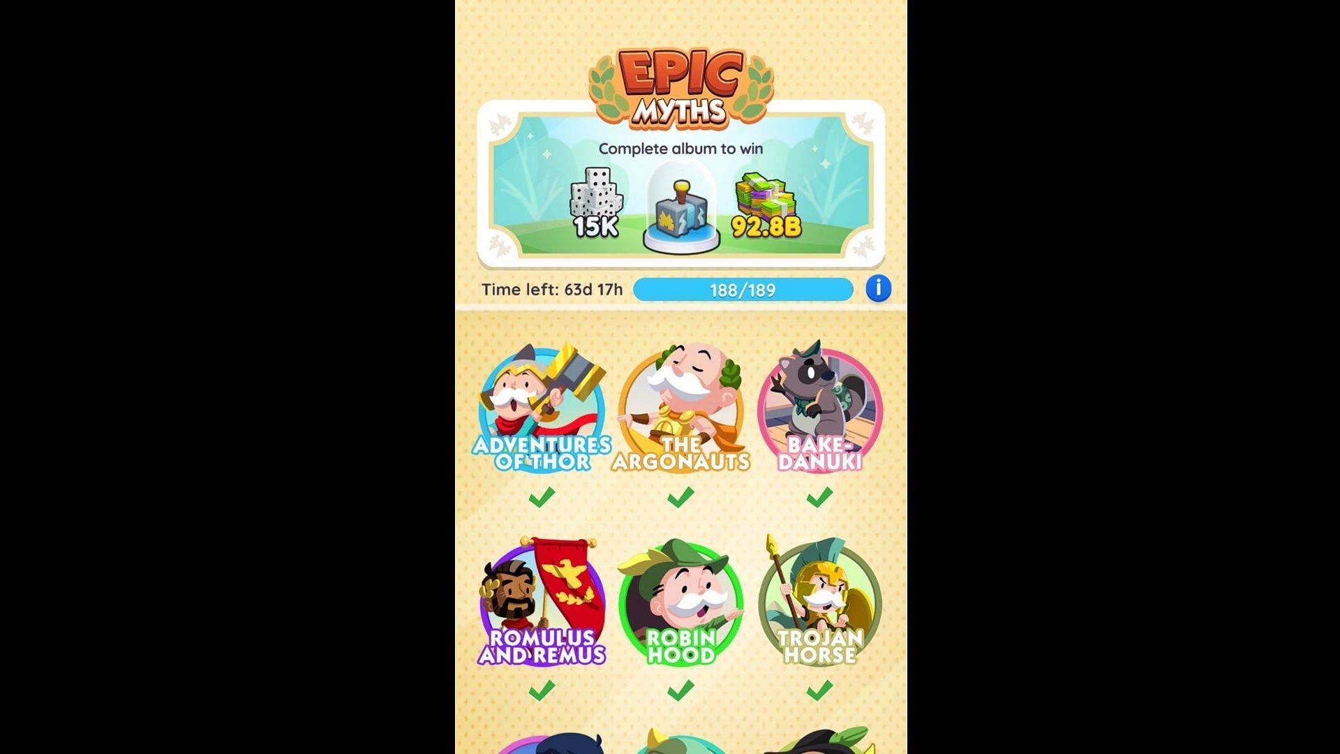 Act fast, as the Epic Myths sticker collection event will end soon (Image via Scopely)