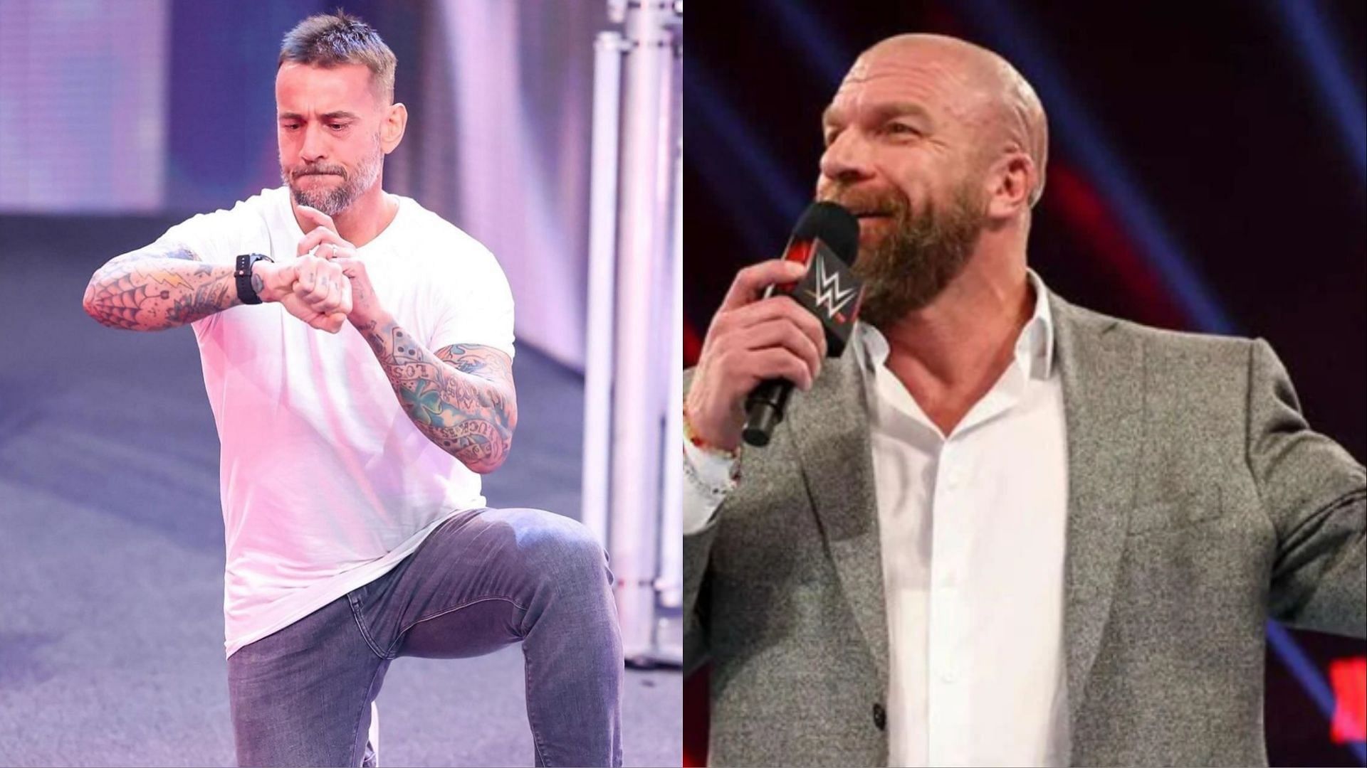 CM Punk (left); Triple H (right)