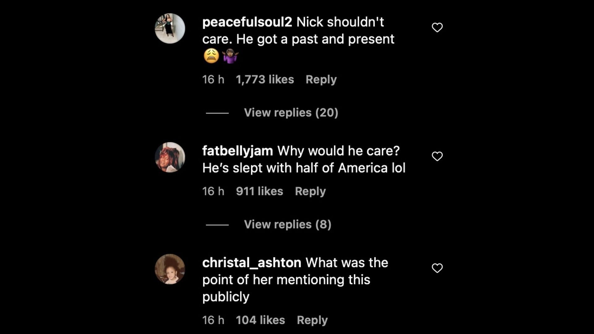 Netizens also point out Nick&#039;s relationships. (Images via Instagram/@hollywoodunlocked)