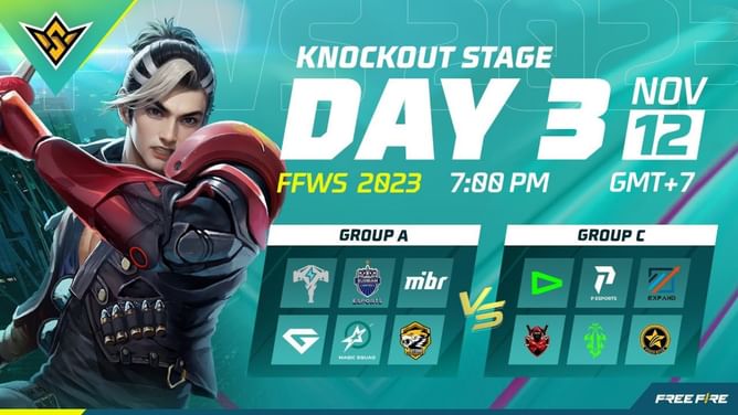 Free Fire World Series (FFWS) 2023 Knockout Day 3: Livestream, groups, map schedule, and Day 2 results