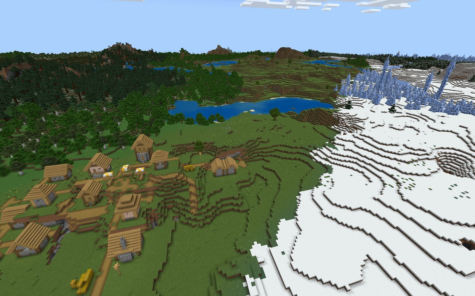 Seek shelter from the snowstorm in this Minecraft village (Image via Mojang)