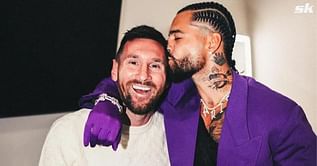 “Not everyone gives Lionel Messi a kiss” - Rapper writes hilarious caption as he shares snap of him kissing Lionel Messi