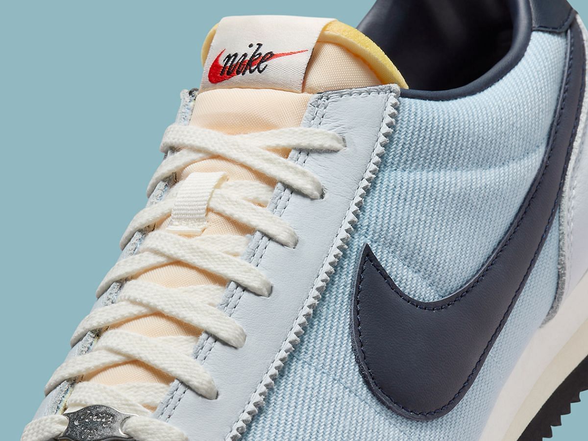 Closer look of Cortez &ldquo;Blue Denim Twill&rdquo; sneakers (Image via SBD)