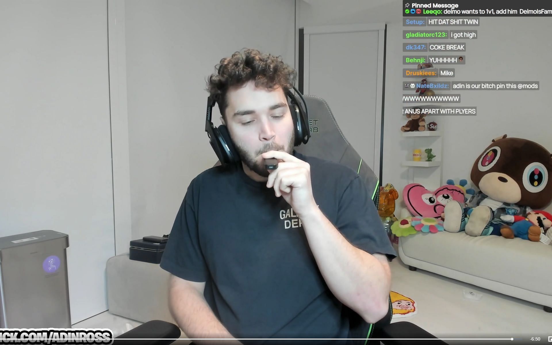 Adin Ross ending his stream after getting high (Image via Kick/@AdinRoss &amp; Sportskeeda)