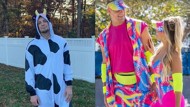 IN PHOTOS: Camille Kostek helps Rob Gronkowski recreate legendary Halloween outfit