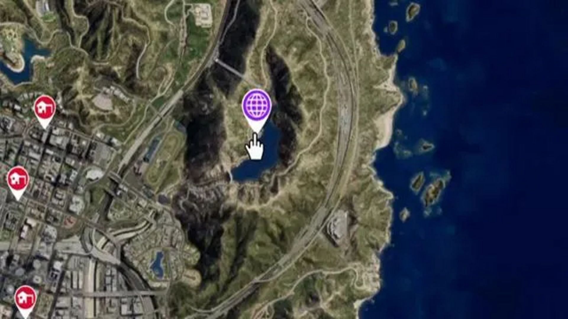 Location of the Land Act Reservoir Facility on the map (Image via GTA Base)