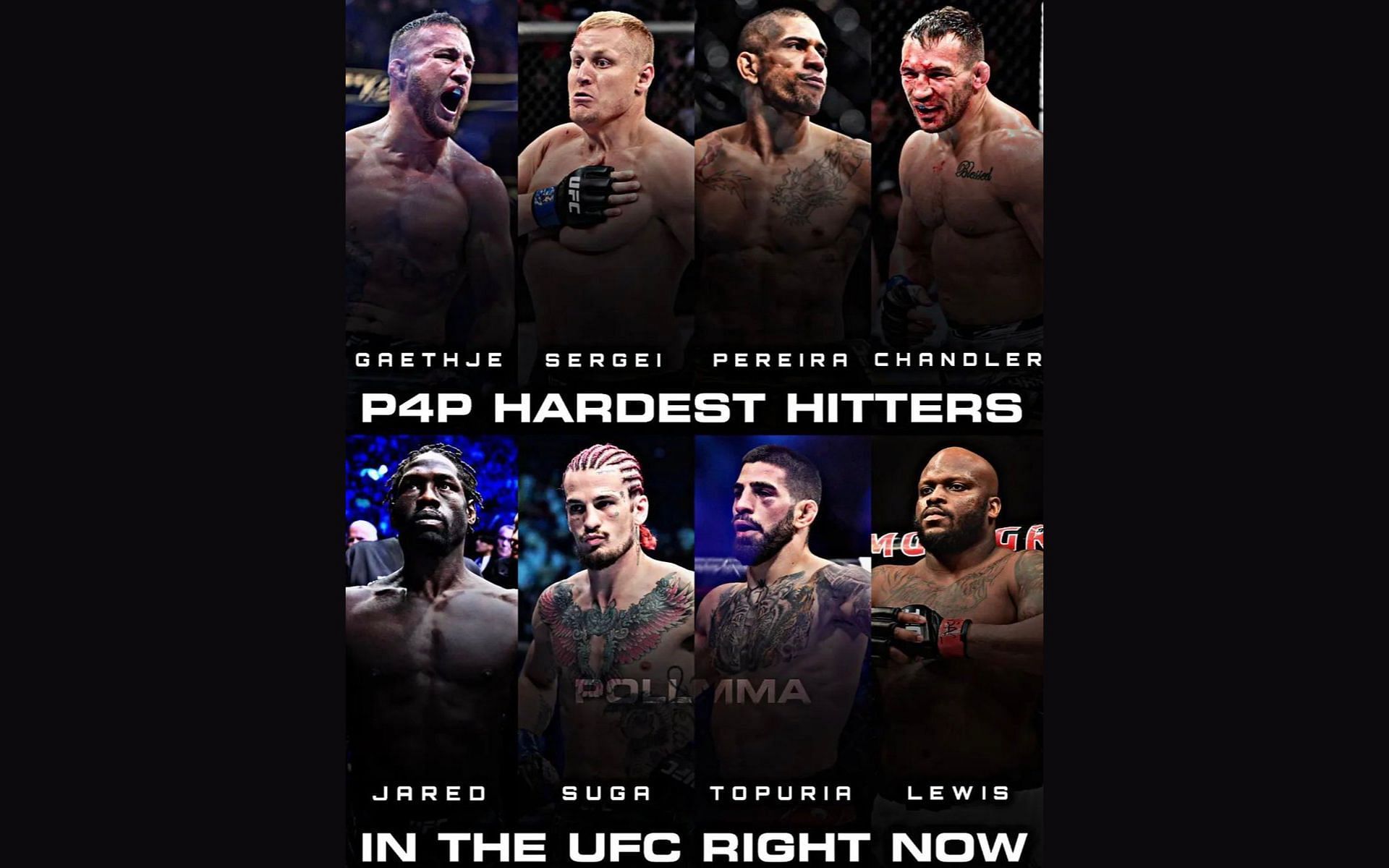 The fan-made list of hardest hitters in the UFC. [via X]