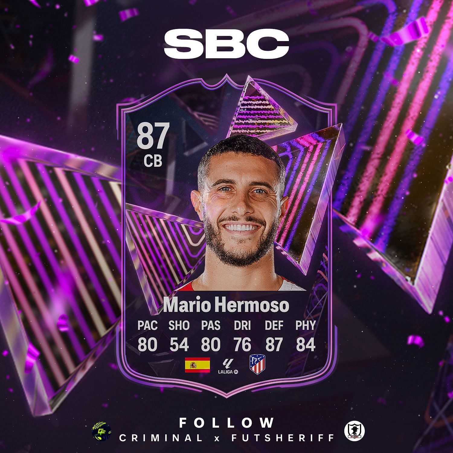 The leaked Triple Threat card that&#039;s expected to arrive as an SBC (Image via Twitter/FUTSheriff)