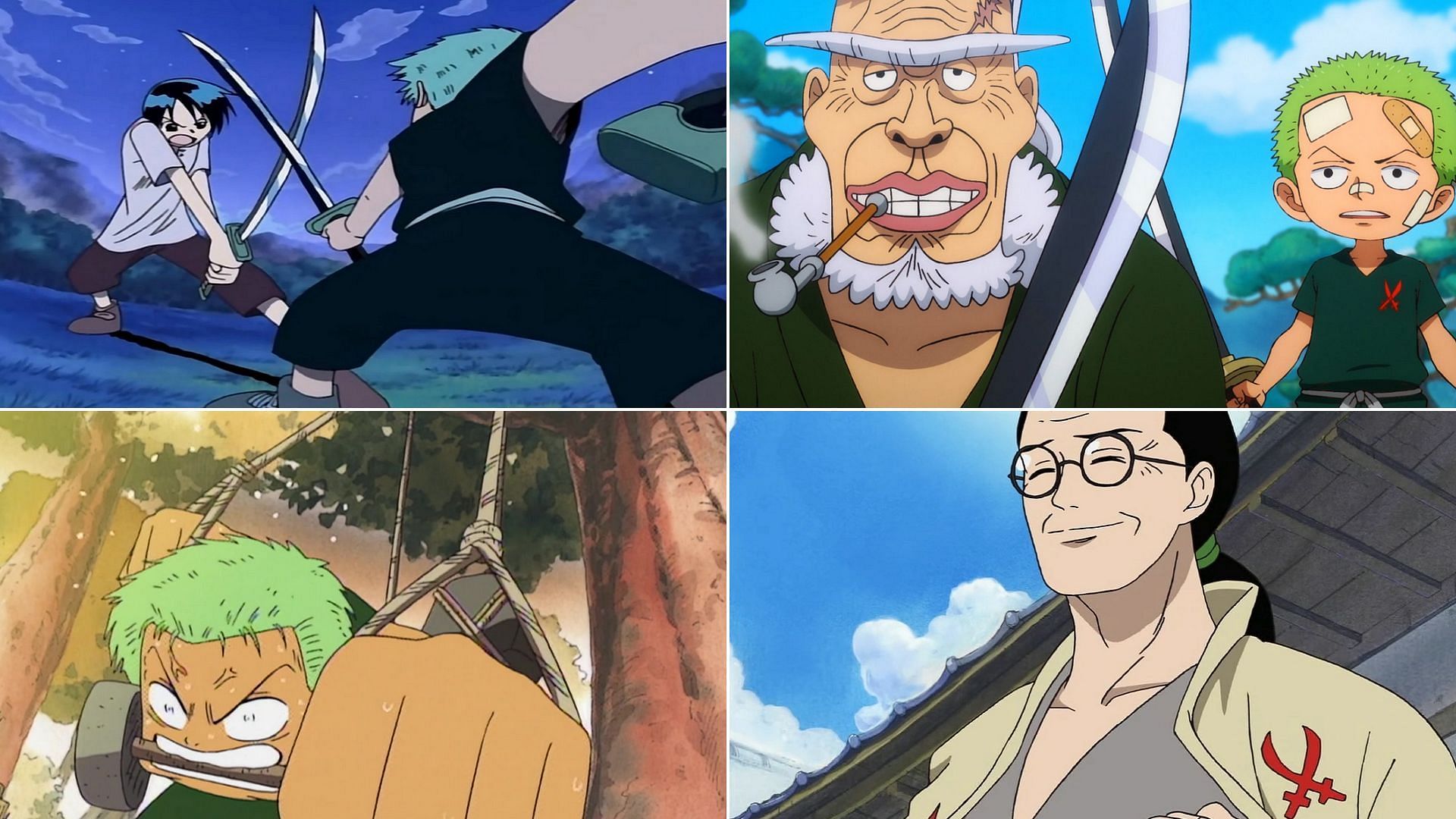 Zoro&#039;s shared past with Kuina, Kozaburo, and Koushiro (Image via Toei Animation, One Piece)