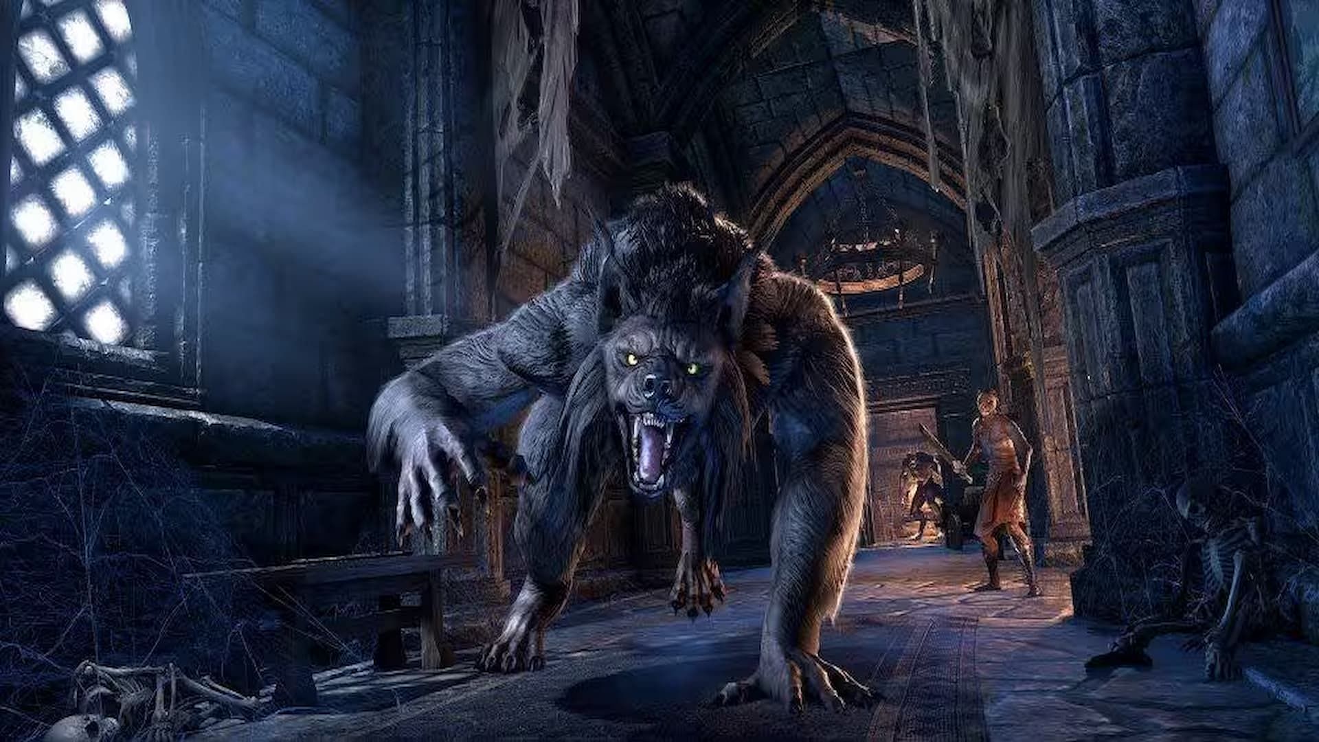 The werewolves in the Moon Hunter Keep attacking the adventurers in The Elder Scrolls Online